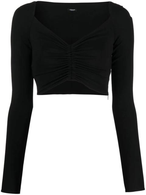 VERSACE V-neck cropped blouse