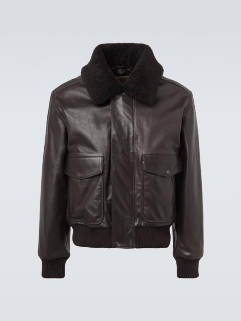 Lemaire Shearling-trimmed leather blouson jacket