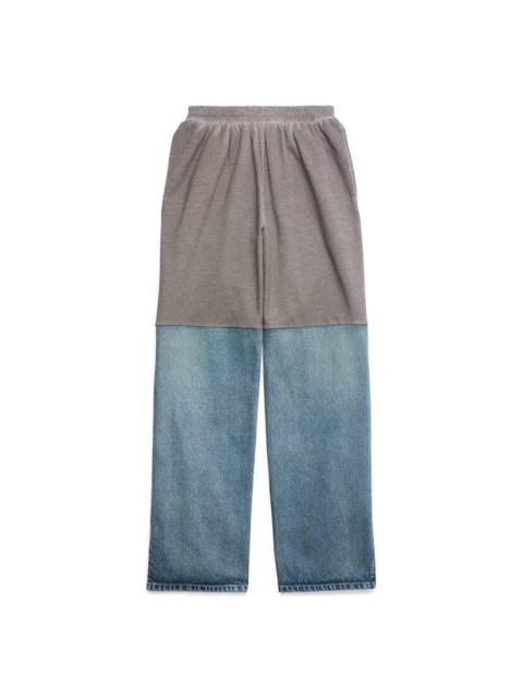 BALENCIAGA Men's Patched Sweatpants in Light Blue