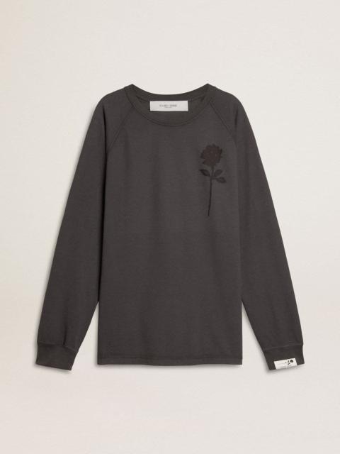 Golden Goose Men's T-shirt in anthracite-colored cotton with print on the chest