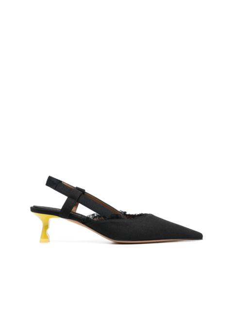 Off-White slingback pointed toe pumps