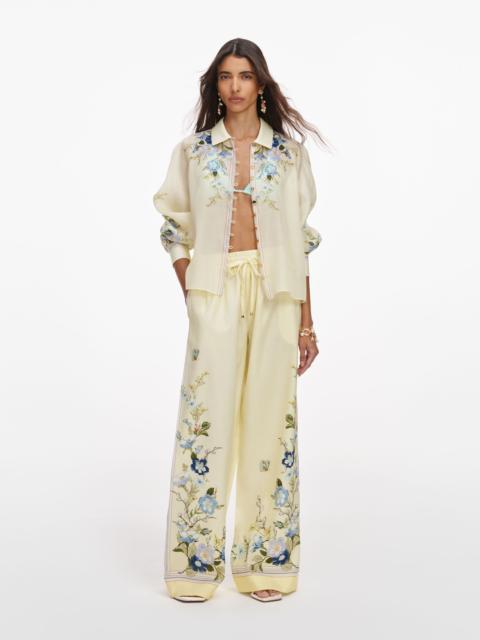 self-portrait Yellow Floral Organza Trousers