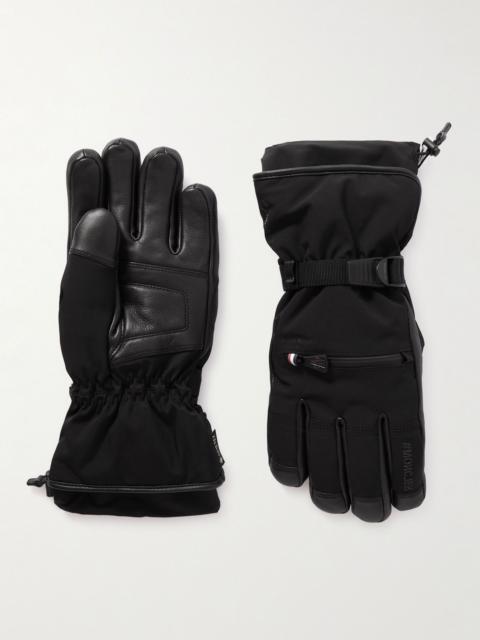 Moncler Grenoble Logo-Appliquéd Leather-Trimmed Ski Gloves Black