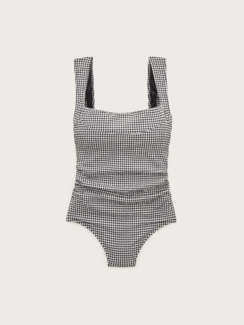 J.CREW Nia ruched squareneck one-piece in gingham