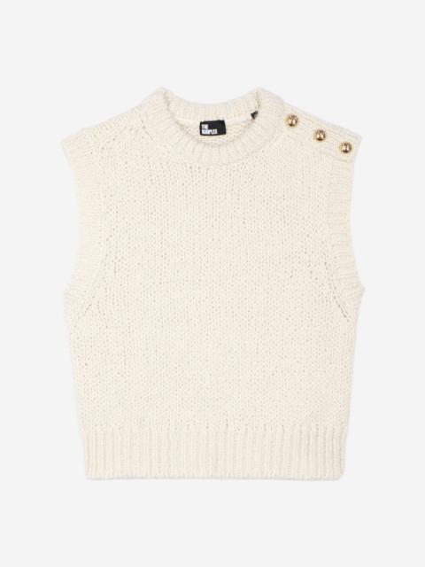 The Kooples SLEEVELESS WOOL BLEND SWEATER ECRU