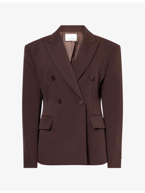 The Frankie Shop Doyer Double-Breasted Cinched Woven Blazer