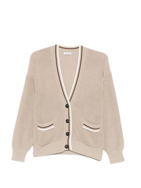Brunello Cucinelli buttoned striped-detail cardigan
