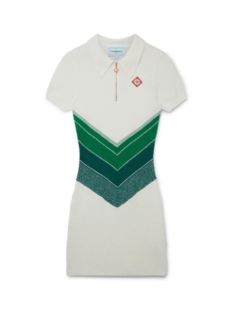 Chevron Boucle Polo Dress