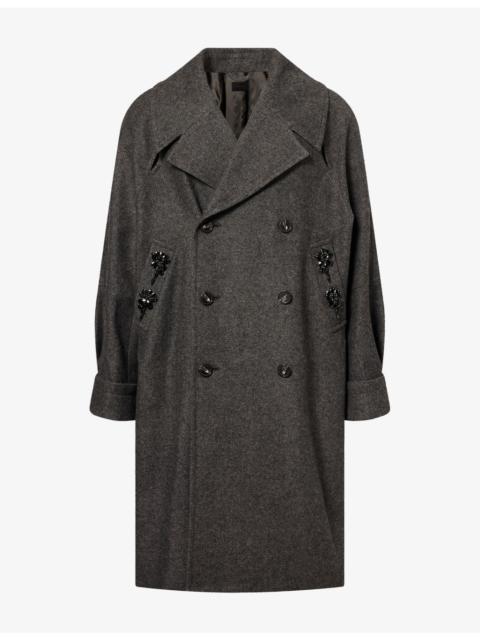 Simone Rocha Slash Double-Breasted Wool-Blend Coat