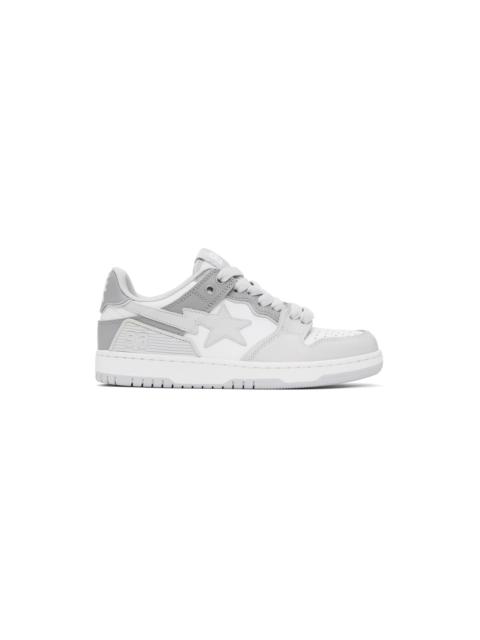White & Gray Sk8 Sta #5 Sneakers