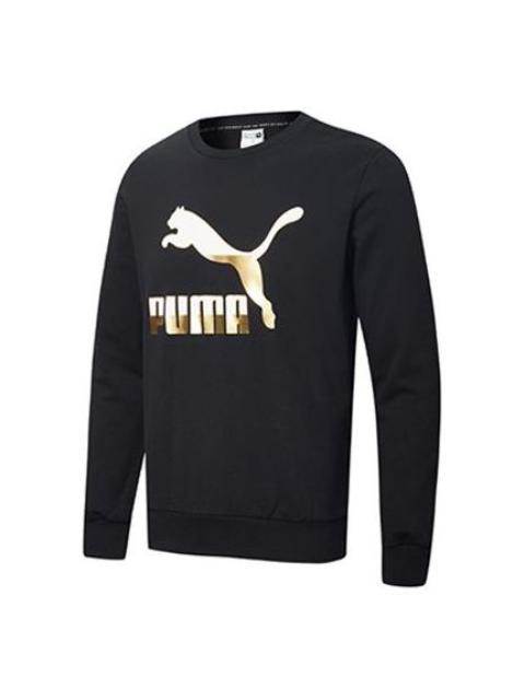 PUMA Classics Casual Printing Round Neck Black Gold Color 'Black Gold' 599296-51