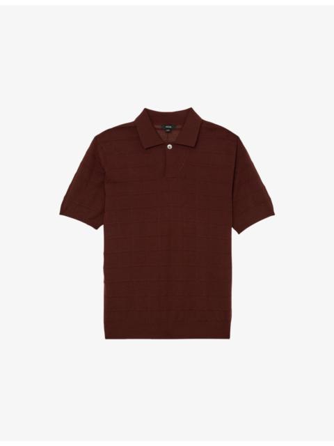 REISS Serval Open-Collar Textured Woven Polo