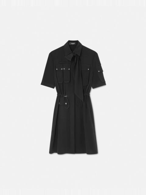 VERSACE Cargo Lavallière Silk Mini Shirt Dress