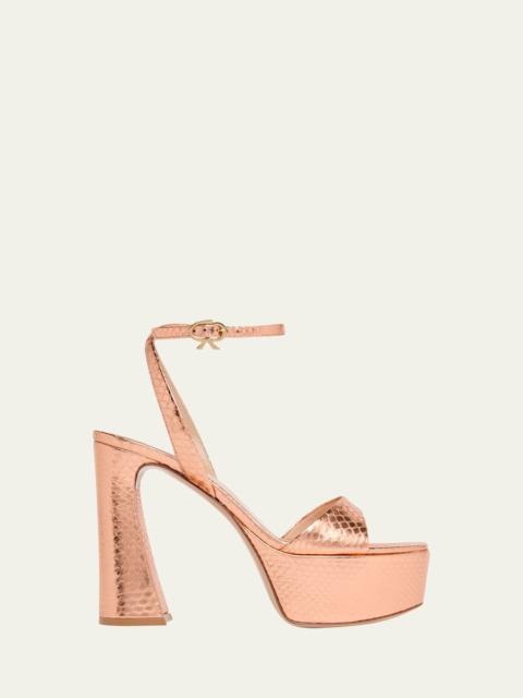 Gianvito Rossi 70mm Platform Metallic Snakeskin Leather Sandals