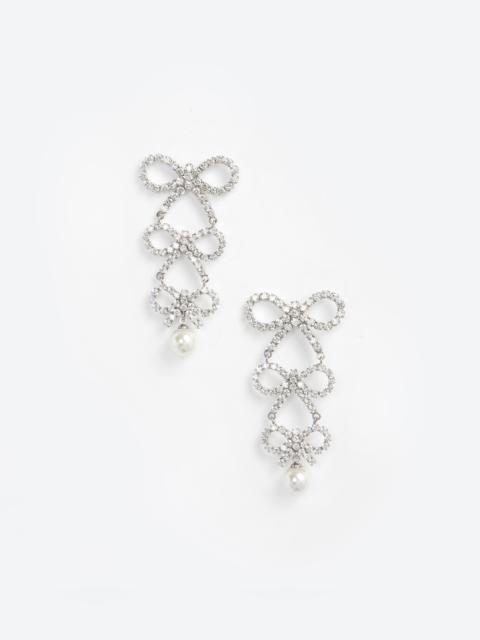 self-portrait Tiered Crystal Bow Earrings