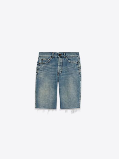 SAINT LAURENT raw-edge shorts in light winter blue denim