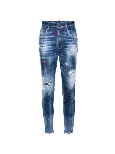 DSQUARED2 paint-splatter distressed tapered jeans