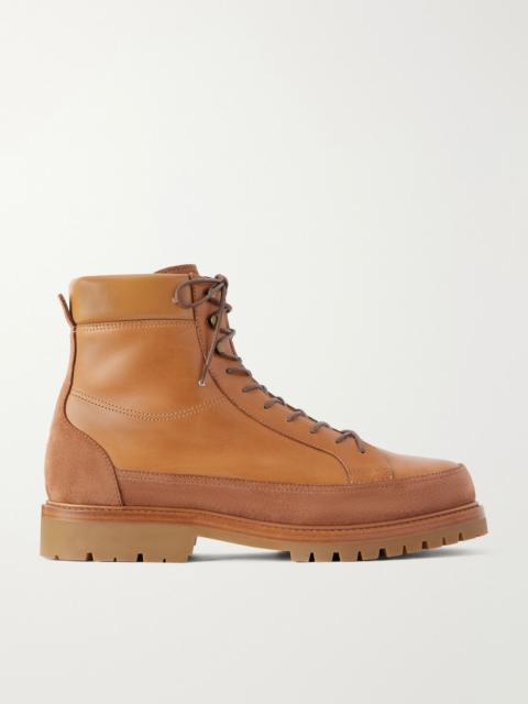 Brunello Cucinelli Suede-Trimmed Leather Hiking Boots Brown