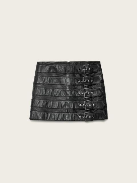 ALLSAINTS BETTY LEATHER BUCKLE MINI SKIRT