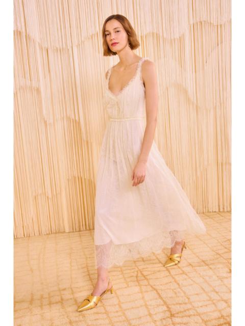 ULLA JOHNSON Alyse V–Neck Midi Dress