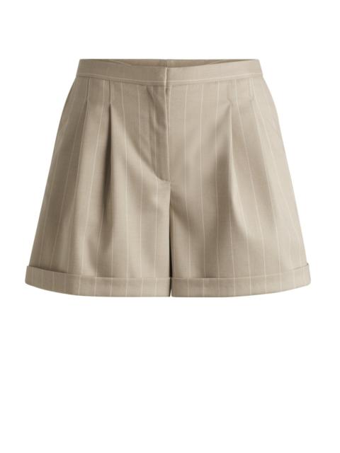 TAPERED-FIT SHORTS IN PINSTRIPE STRETCH FABRIC