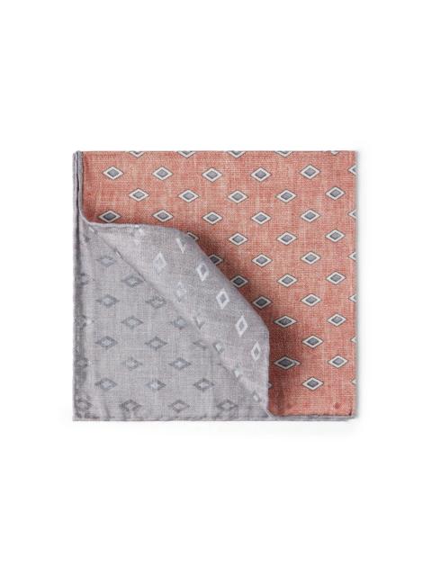 Brunello Cucinelli Men's Silk Pocket Square with Diamond Pattern - Apricot