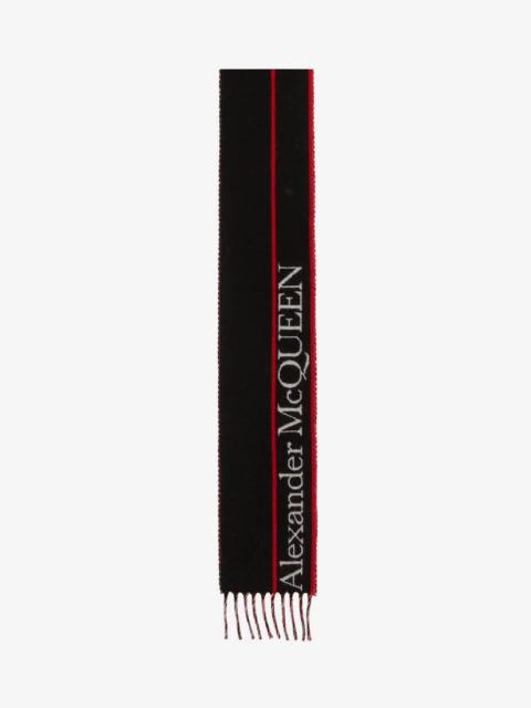Alexander McQueen Alexander Mcqueen Selvedge Ribbon Scarf in Black/red