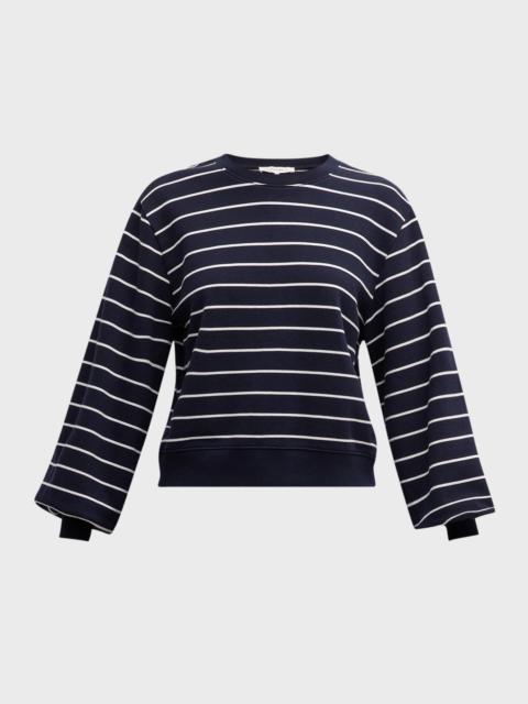 Stripe Blouson-Sleeve Sweatshirt