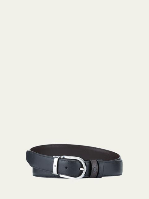 Montblanc Men's Horseshoe-Buckle Reversible Leather Belt