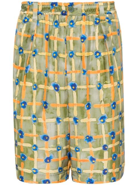 abstract-print silk Bermuda shorts