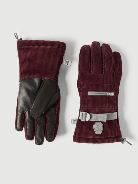 Brunello Cucinelli Bonded corduroy Mountain gloves with logo