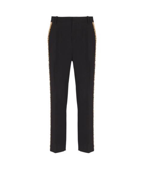 Balmain Embroidered crepe straight-leg tailored trousers