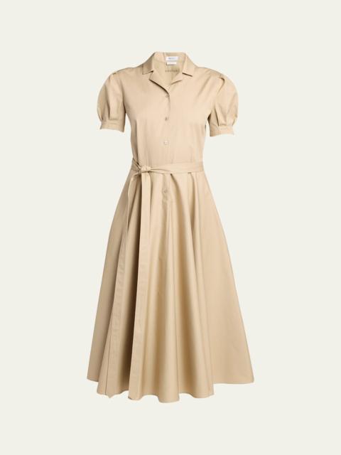 Alexander McQueen Responsible Cotton Puff-Sleeve Midi Shirtdress