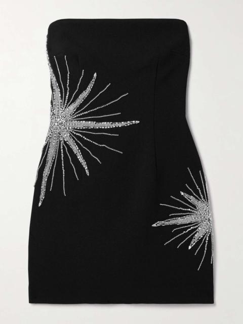 REBECCA VALLANCE Estella strapless crystal-embellished crepe mini dress Black