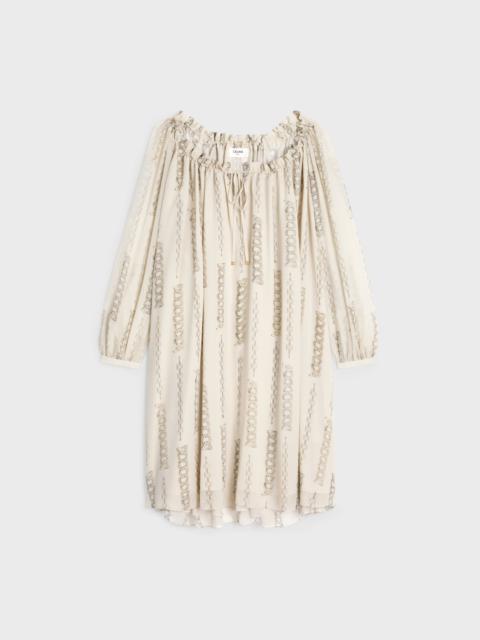CELINE short folk dress in silk georgette