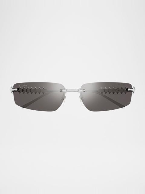 Cartier Rimless Metal Rectangle Sunglasses