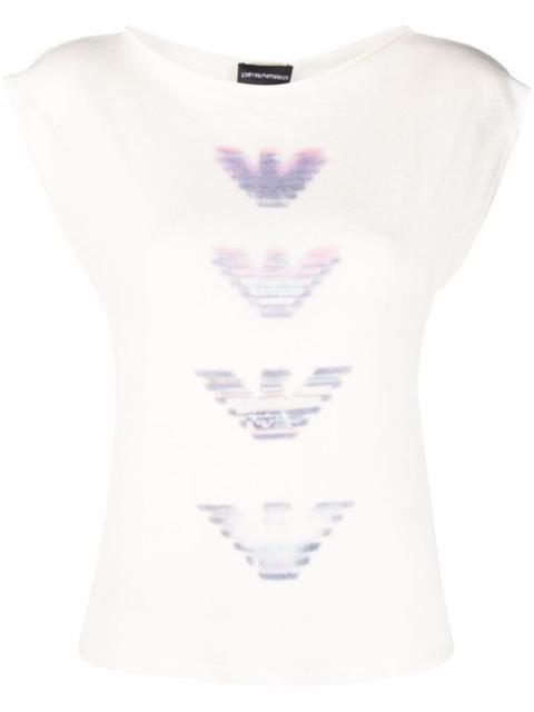 EMPORIO ARMANI logo-print sleeveless shirt