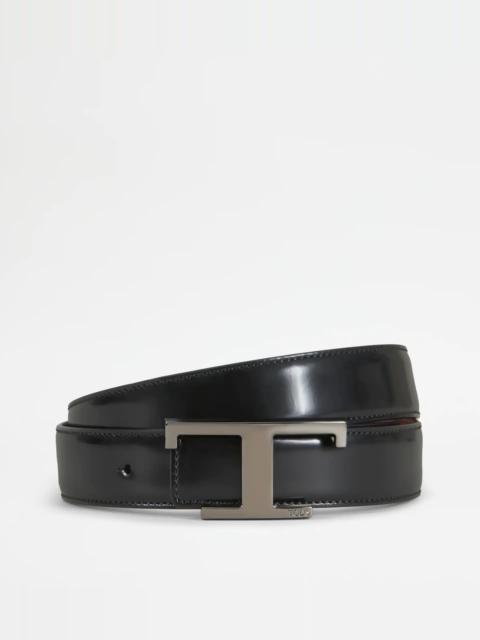 Tod's REVERSIBLE BELT IN LEATHER - BLACK, BROWN