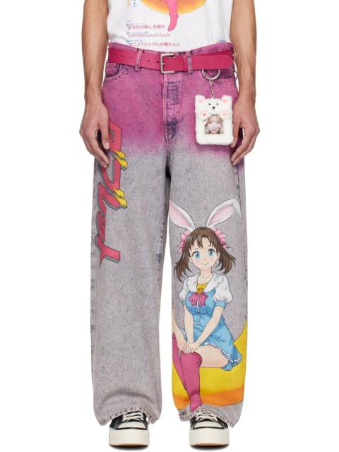 doublet Blue & Pink Anime Jeans