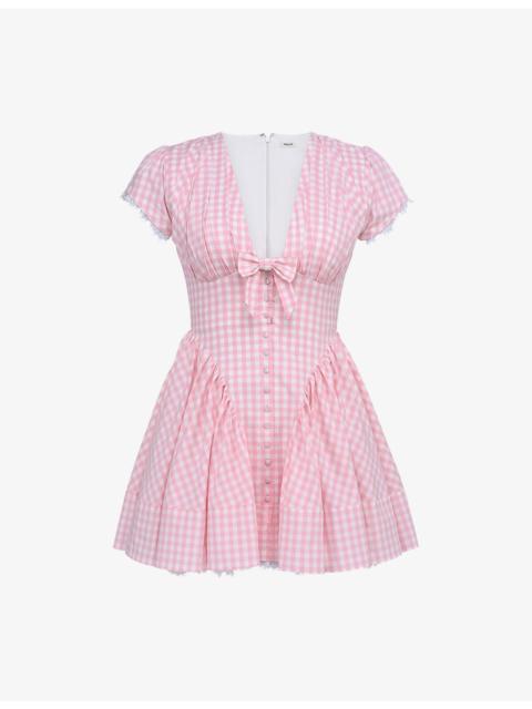 House of CB Emiliana Checked Stretch-Cotton Mini Dress
