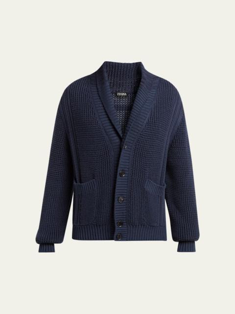 ZEGNA Men's Cotton and Silk Knit Cardigan