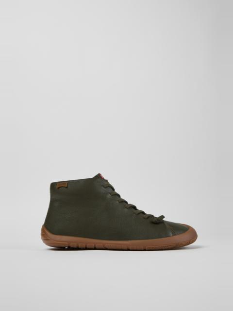 CAMPER Peu Path+ Green Leather Ankle Boots for Men.