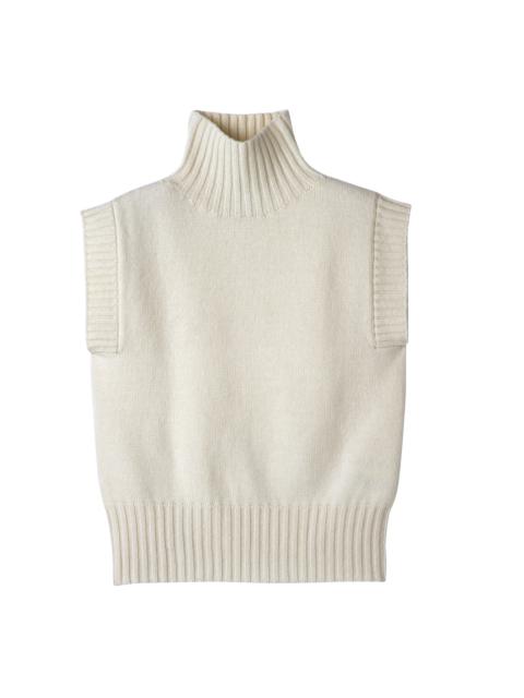 Longchamp High collar no sleeve jumper Ecru - Knit