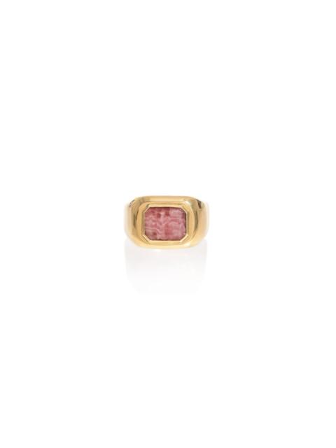 GABRIELA HEARST Large Ring in 18k Gold & Pink Marble Stone
