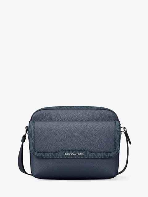 MICHAEL KORS Cooper Medium Pebbled Leather and Signature Logo Camera Crossbody Bag