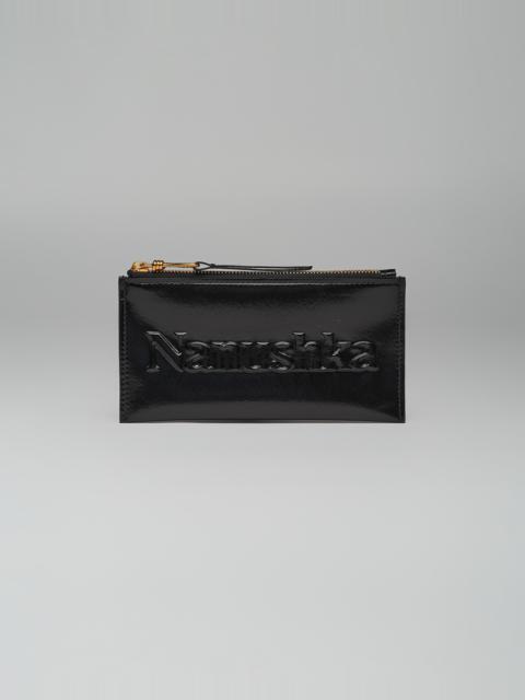 Nanushka LAMARA SMALL - Patent vegan leather wallet - Black