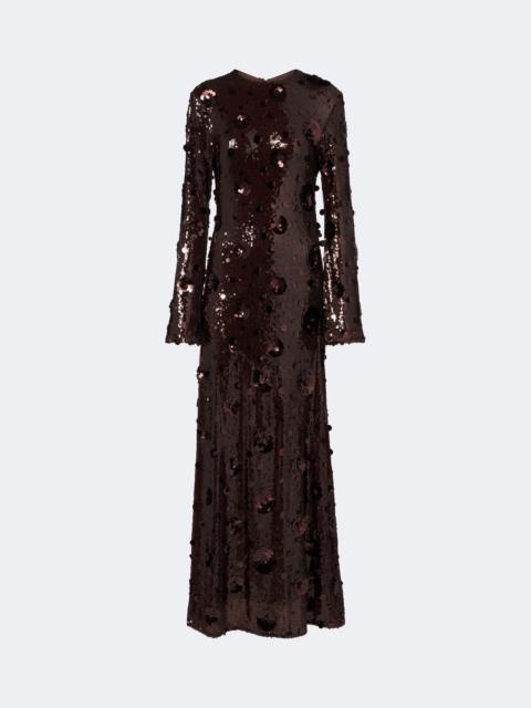 ROTATE Floral-appliqué sequined gown