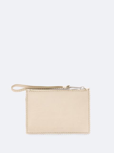 ALLSAINTS SILOH PINKED-EDGE SMALL LEATHER POUCH