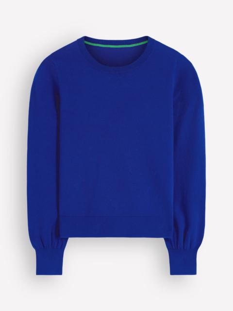 BODEN Camilla Cotton Crew Sweater-Bright Blue