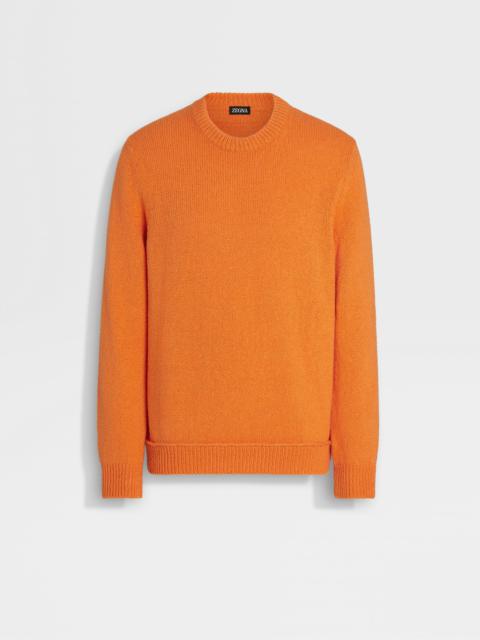 ZEGNA BRIGHT ORANGE COTTON AND SILK CREWNECK